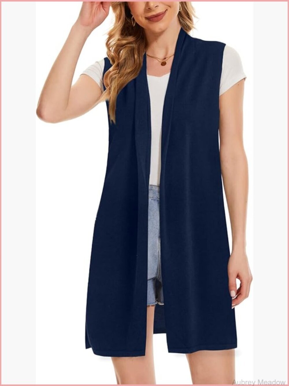 Women's Long Knit Cardigan Vest Sleeveless Open Front Duster Vest Plus Size